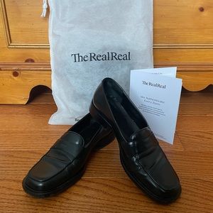 PRADA BLACK SQUARE TOE LOAFERS